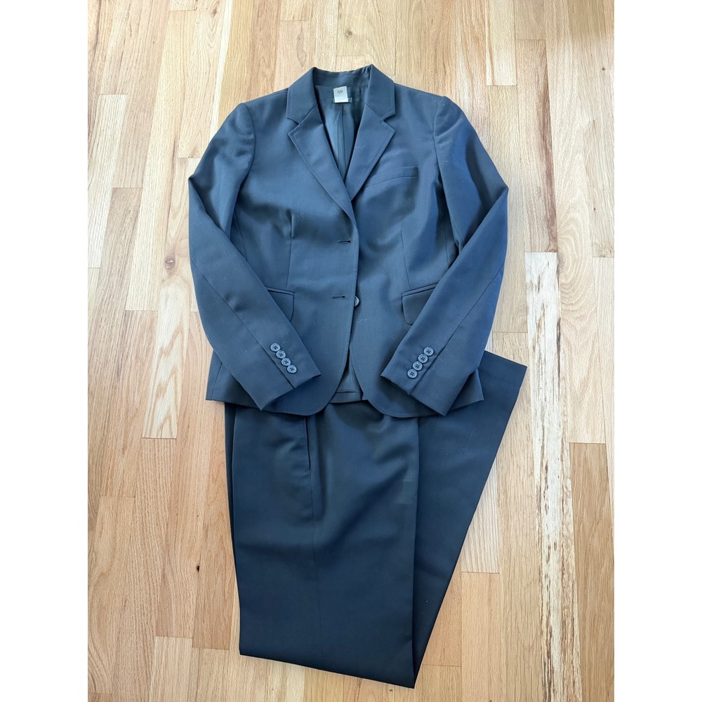J.Crew Factory Women Black Wool Suit Blazer Trousers Interview Office Size 2